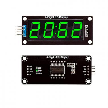 Дисплей / Индикация - Модуль 4-символьного дисплея 50x20мм с драйвером TM1637 (зеленый, с точками) купить в Славянске-на-Кубани
