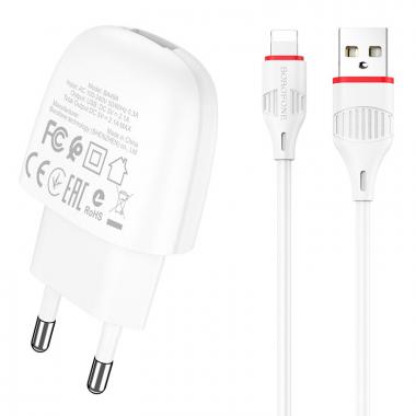 Зарядное устройство сетевое Borofone BA49A 2.1A 1USB + lightning (white) купить в Славянске-на-Кубани